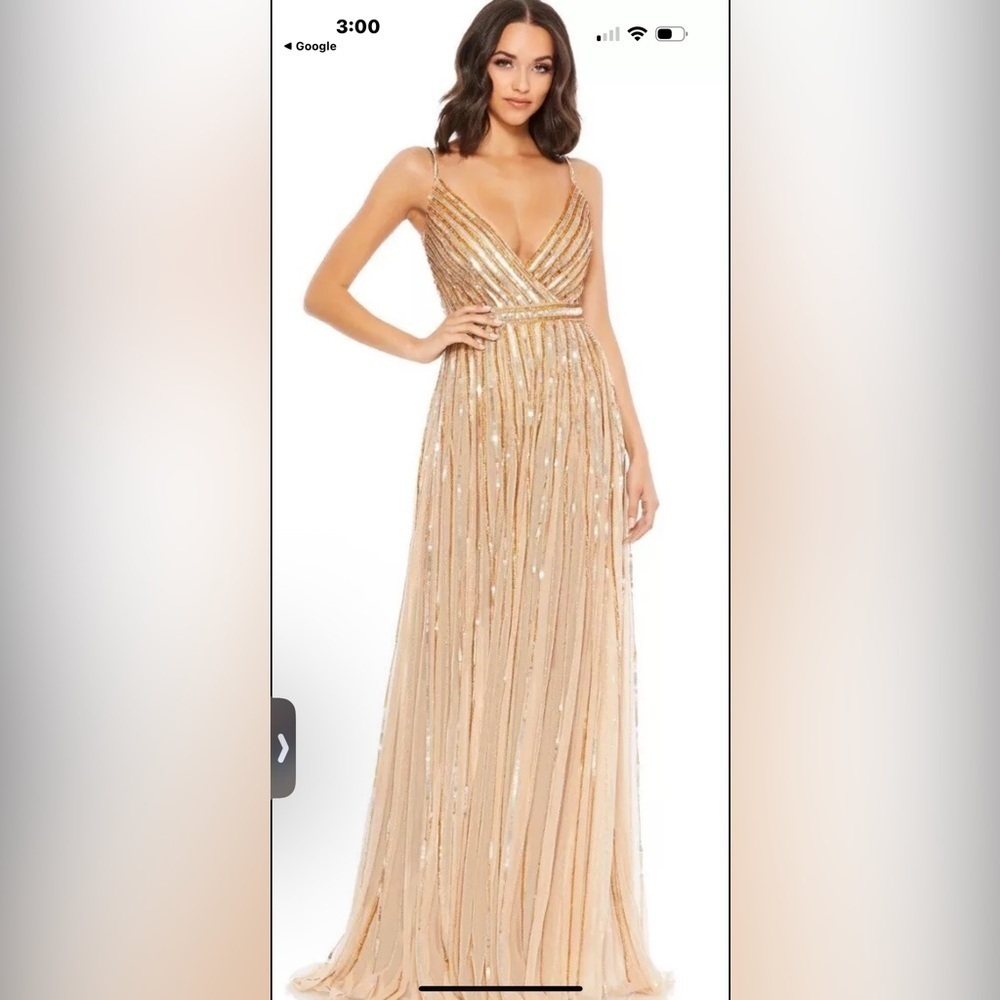 Mac Duggal 93801 A Line Shimmering Evening Dress Gown Sequin Beaded Size 6 $558